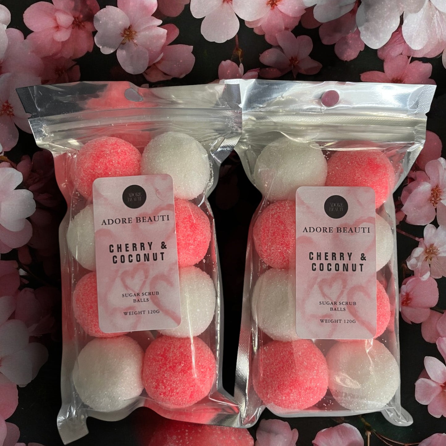 Coconut & Cherry Sugar Scrub Balls